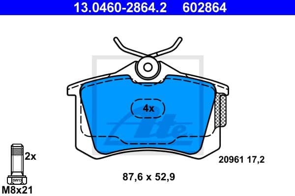 Brake Pad Set, disc brake 13.0460-2864.2
