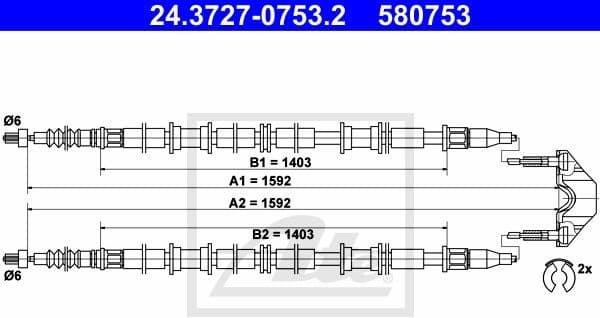 Cable Pull, parking brake 24.3727-0753.2