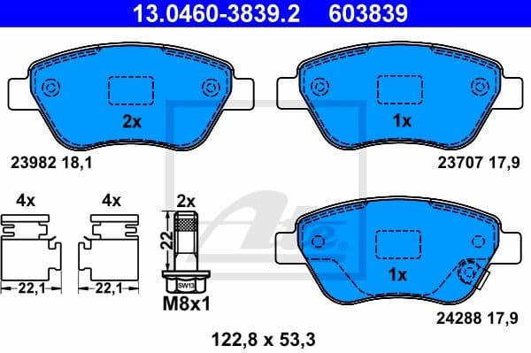 Brake Pad Set, disc brake 13.0460-3839.2