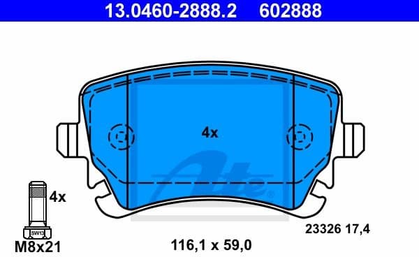 Brake Pad Set, disc brake 13.0460-2888.2
