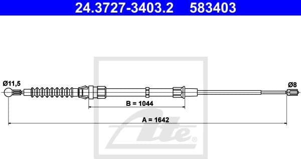 Cable Pull, parking brake 24.3727-3403.2
