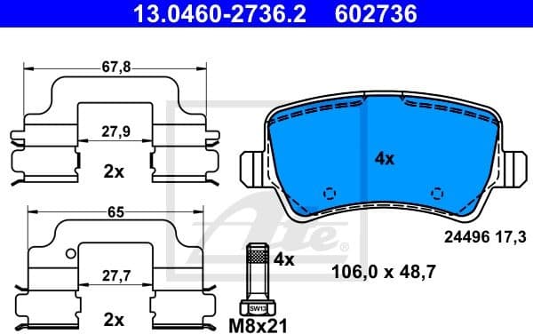 Brake Pad Set, disc brake 13.0460-2736.2