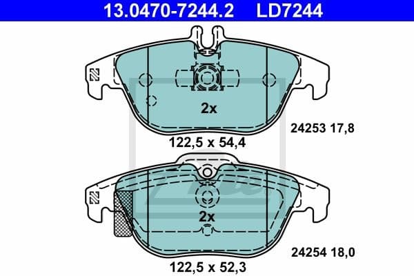 Brake Pad Set, disc brake ATE Ceramic 13.0470-7244.2