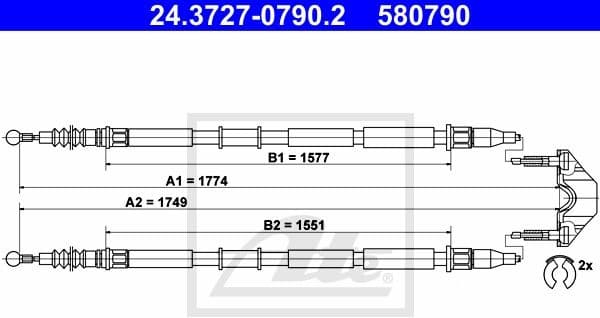 Cable Pull, parking brake 24.3727-0790.2