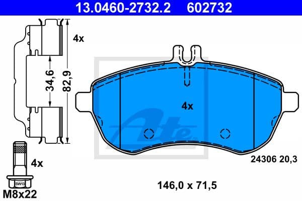Brake Pad Set, disc brake 13.0460-2732.2