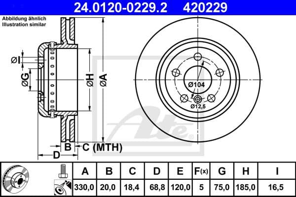 Brake discs kit rear, (2pcs), Top Quality 24.0120-0229.2 - image 4
