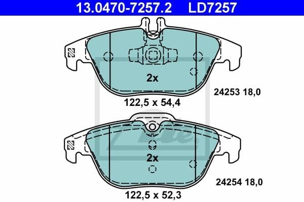 Brake Pad Set, disc brake ATE Ceramic 13.0470-7257.2