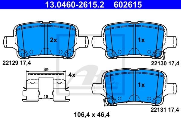 Brake Pad Set, disc brake 13.0460-2615.2