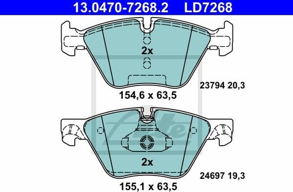 Brake Pad Set, disc brake ATE Ceramic 13.0470-7268.2