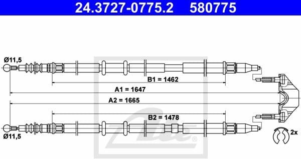 Cable Pull, parking brake 24.3727-0775.2