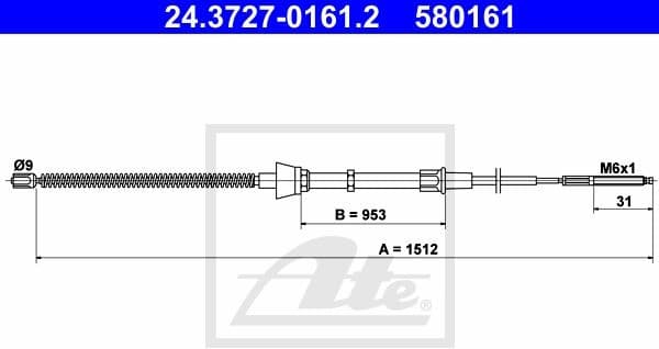 Cable Pull, parking brake 24.3727-0161.2