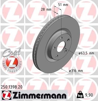 Brake Disc COAT Z 250.1398.20