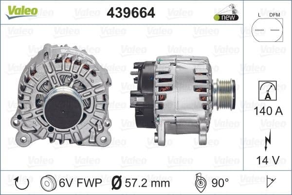 Alternator VALEO ORIGINS NEW OE TECHNOLOGY 439664