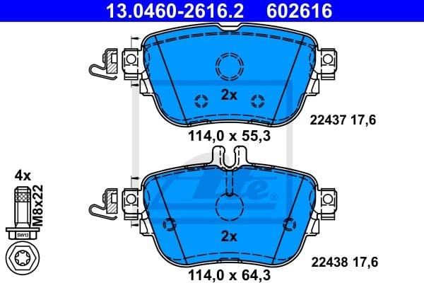 Brake Pad Set, disc brake 13.0460-2616.2