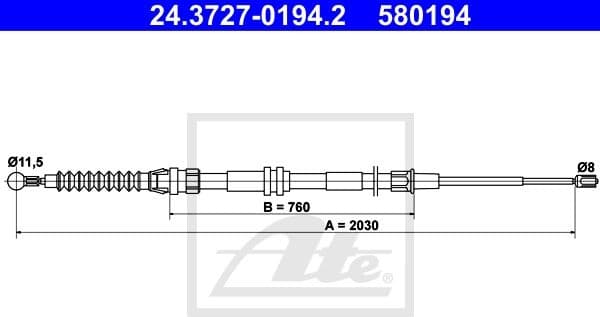 Cable Pull, parking brake 24.3727-0194.2