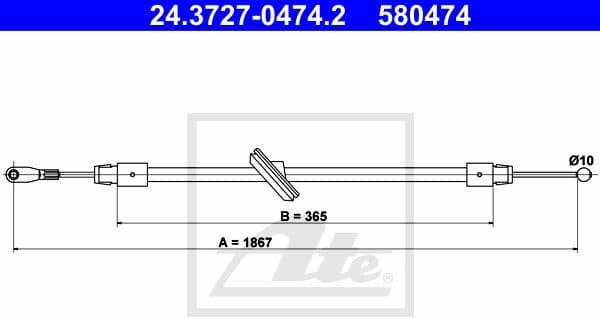 Cable Pull, parking brake 24.3727-0474.2
