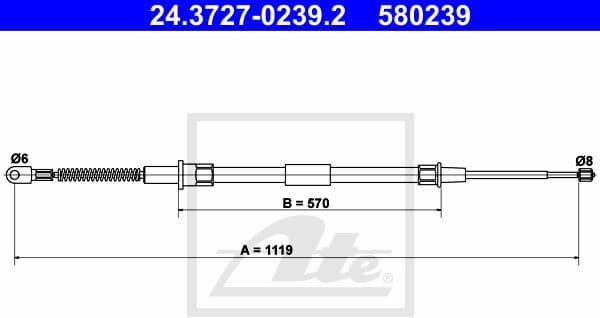 Cable Pull, parking brake 24.3727-0239.2