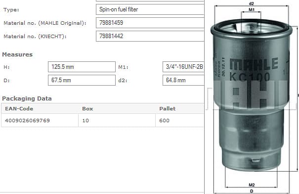 Filter diesel fuel KC100D