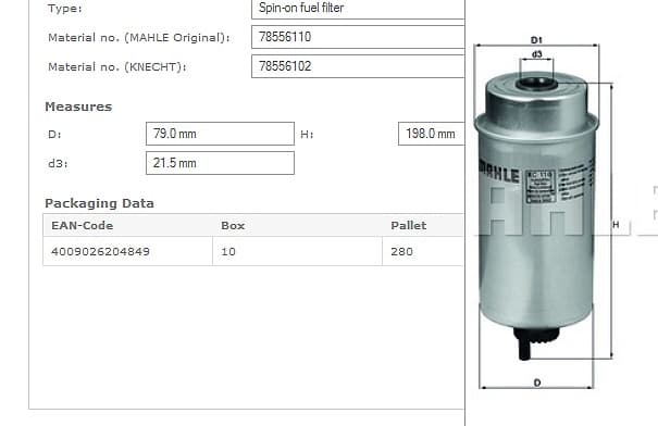 Filter diesel fuel KC116