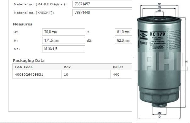 Filter diesel fuel KC179