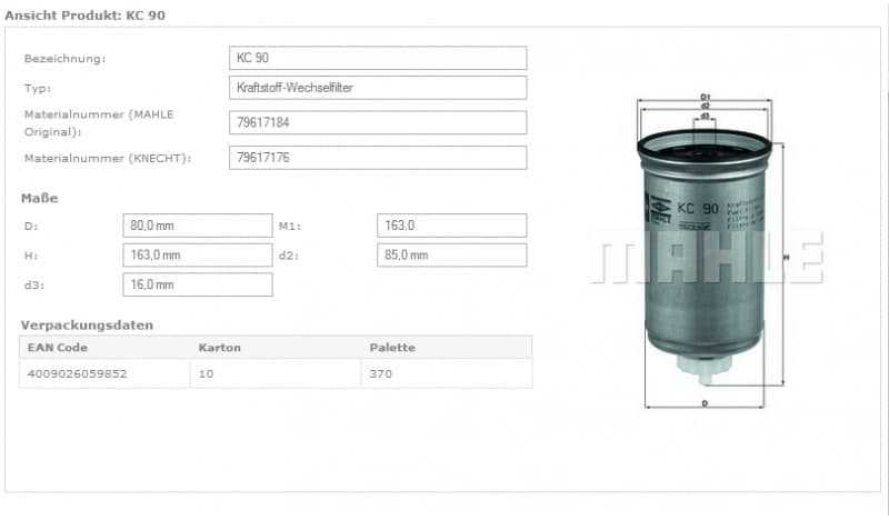 Filter diesel fuel KC90