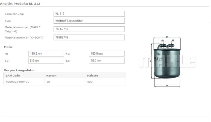 Filter diesel fuel KL313 - image 6