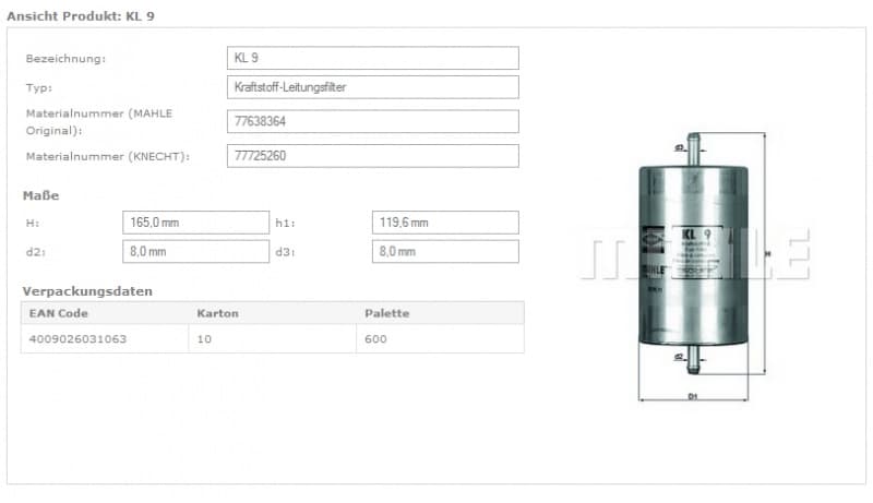 Fuel Filter KL9