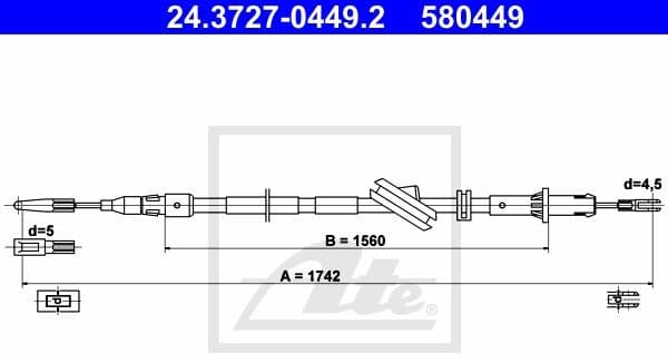 Cable Pull, parking brake 24.3727-0449.2