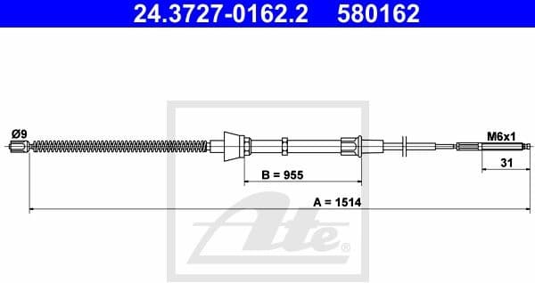 Cable Pull, parking brake 24.3727-0162.2