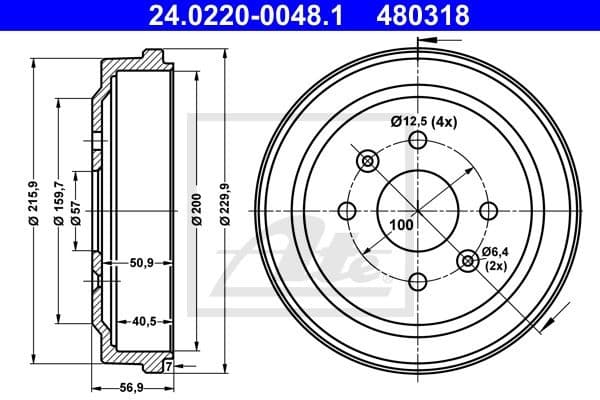 Brake Drum 24.0220-0048.1