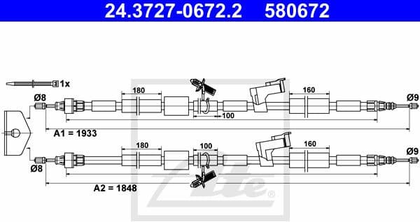 Cable Pull, parking brake 24.3727-0672.2