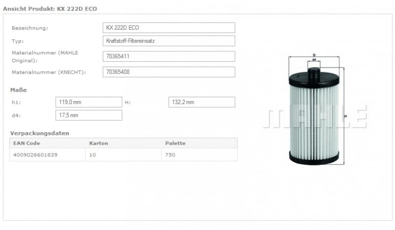 Filter diesel fuel KX222D - image 4
