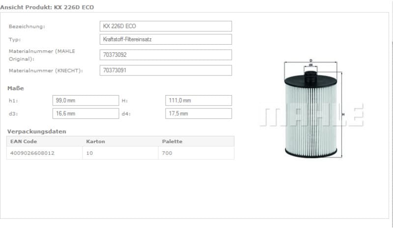 Filter diesel fuel KX226D - image 4