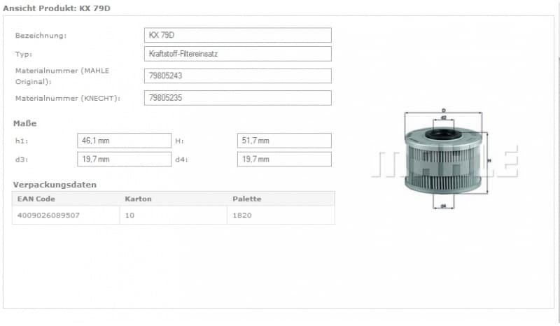Filter diesel fuel KX79D - image 4