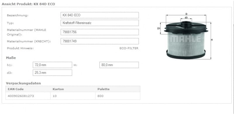 Filter diesel fuel KX84D - image 4
