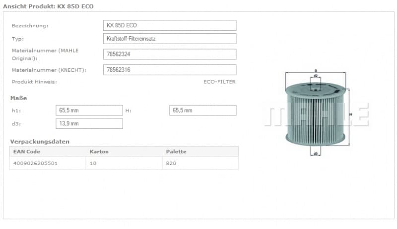 Filter diesel fuel KX85D - image 4