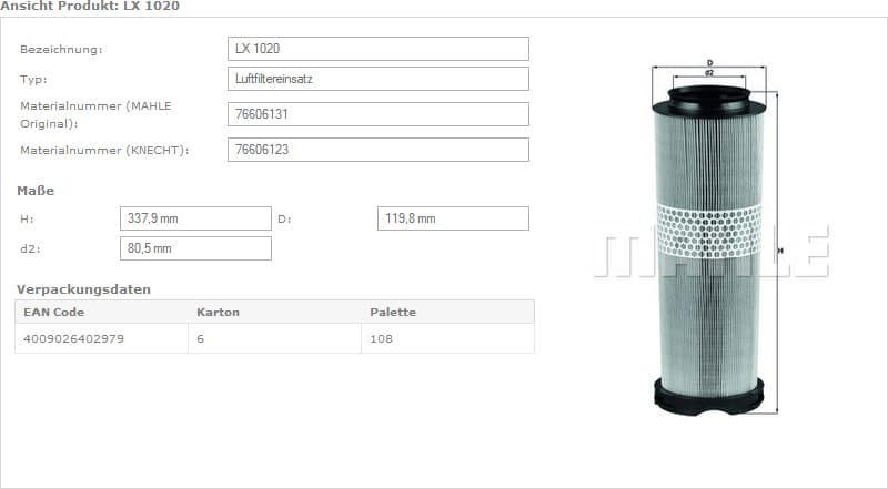 Filter air LX1020 - image 3