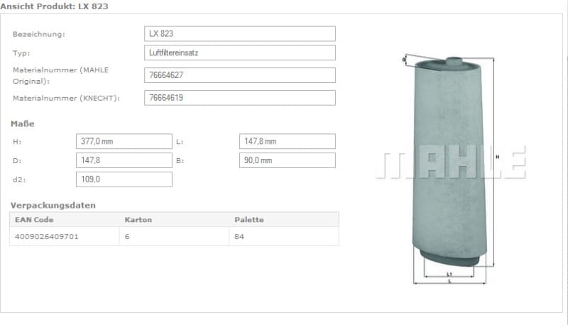 Filter air LX823 - image 3
