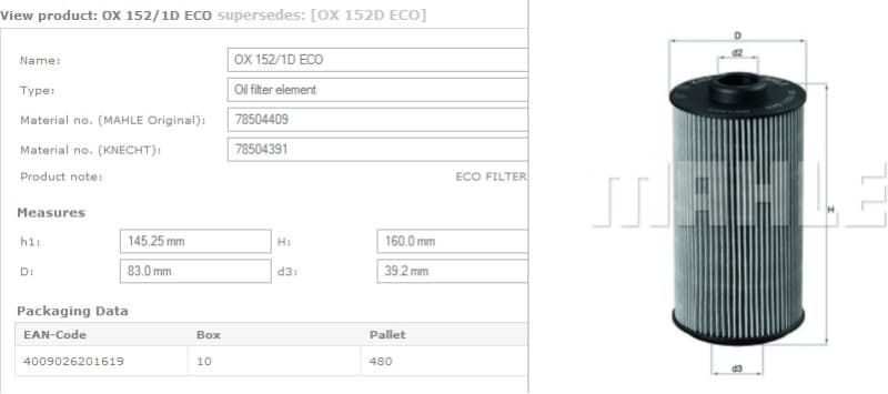 Filter oil OX152/1D - image 4