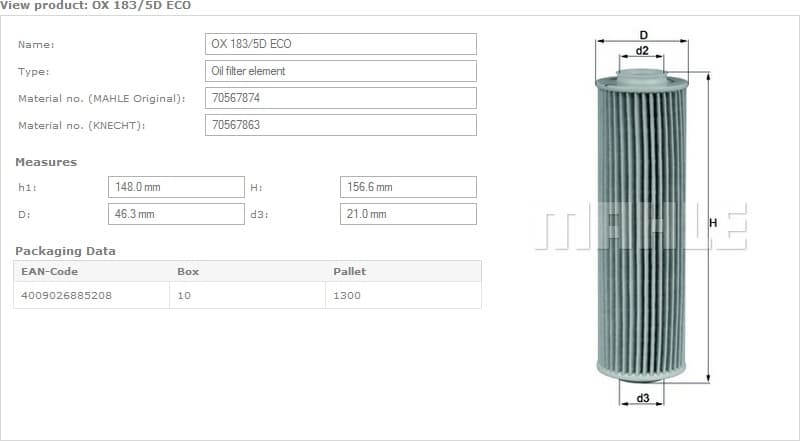 Filter oil OX183/5D - image 3