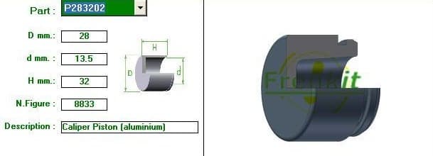 Brake caliper piston rear P283202