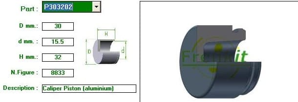 Brake caliper piston rear P303202