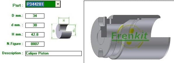 Brake caliper piston rear P344201