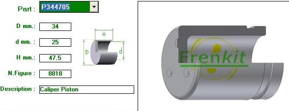 Brake caliper piston rear P344705