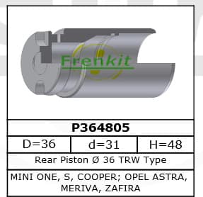 Brake caliper piston rear P364805