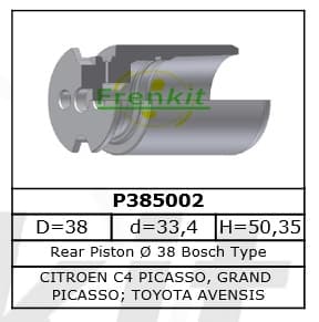 Brake caliper piston rear P385002
