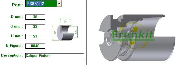Brake caliper piston rear P385102