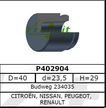 Brake caliper piston rear P402904