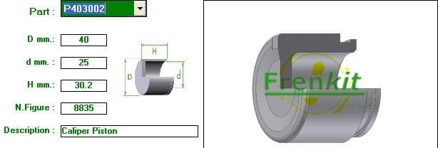 Brake caliper piston rear P403002
