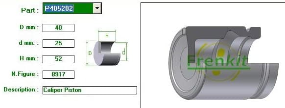 Brake caliper piston rear P405202
